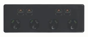 FLAT CAT QUAD GPO + BRKT 10A BLACK FLAT CAT QUAD GPO + BRKT 10A BLACK