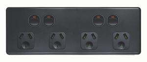 FLAT CAT QUAD GPO + BRKT 10A MATT BLACK FLAT CAT QUAD GPO + BRKT 10A MATT BLACK