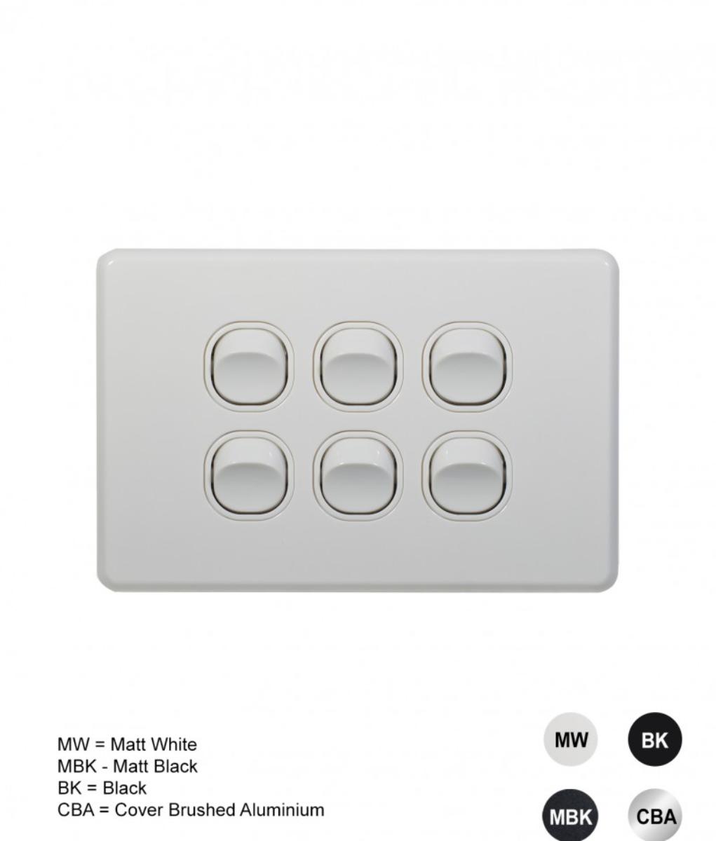 FLAT CAT SWITCH HORIZ 6G 16A WHITE