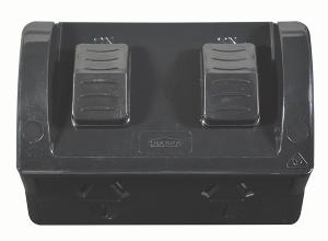 HIPPO DOUBLE W/P GPO IP54 15A D/P BLACK HIPPO DOUBLE W/P GPO IP54 15A D/P BLACK