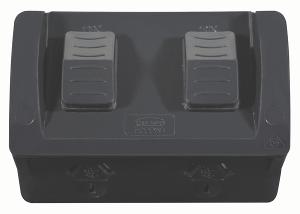 HIPPO DBL W/P GPO IP54 10A D/P MATT BLK HIPPO DBL W/P GPO IP54 10A D/P MATT BLK