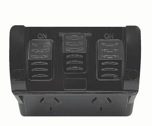 HIPPO W/P DBL GPO 10A + USB A&C BLACK HIPPO W/P DBL GPO 10A + USB A&C BLACK