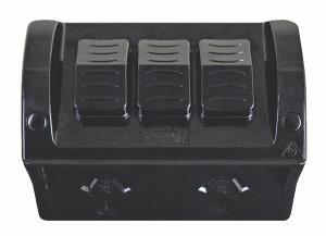 HIPPO DBL W/P GPO + EXT SW IP54 10A BLK HIPPO DBL W/P GPO + EXT SW IP54 10A BLK