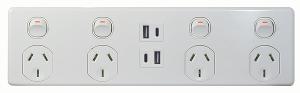 PUMA QUAD GPO + 2EA USB A&C 10A WHITE PUMA QUAD GPO + 2EA USB A&C 10A WHITE