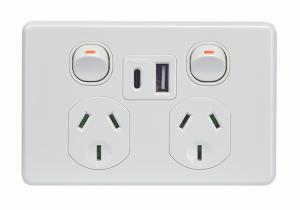 PUMA DBL GPO 10A + USB CHGR A&C WHITE PUMA DBL GPO 10A + USB CHGR A&C WHITE