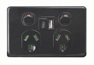 PUMA DBL GPO 10A + USB CHGR A&C BLACK PUMA DBL GPO 10A + USB CHGR A&C BLACK