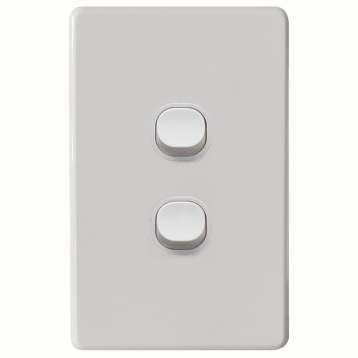 THRIFTEE SWITCH VERT 2GANG 10AX WHITE