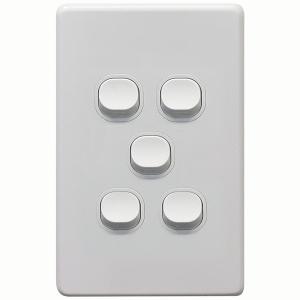 THRIFTEE SWITCH VERT 5GANG 10AX WHITE THRIFTEE SWITCH VERT 5GANG 10AX WHITE