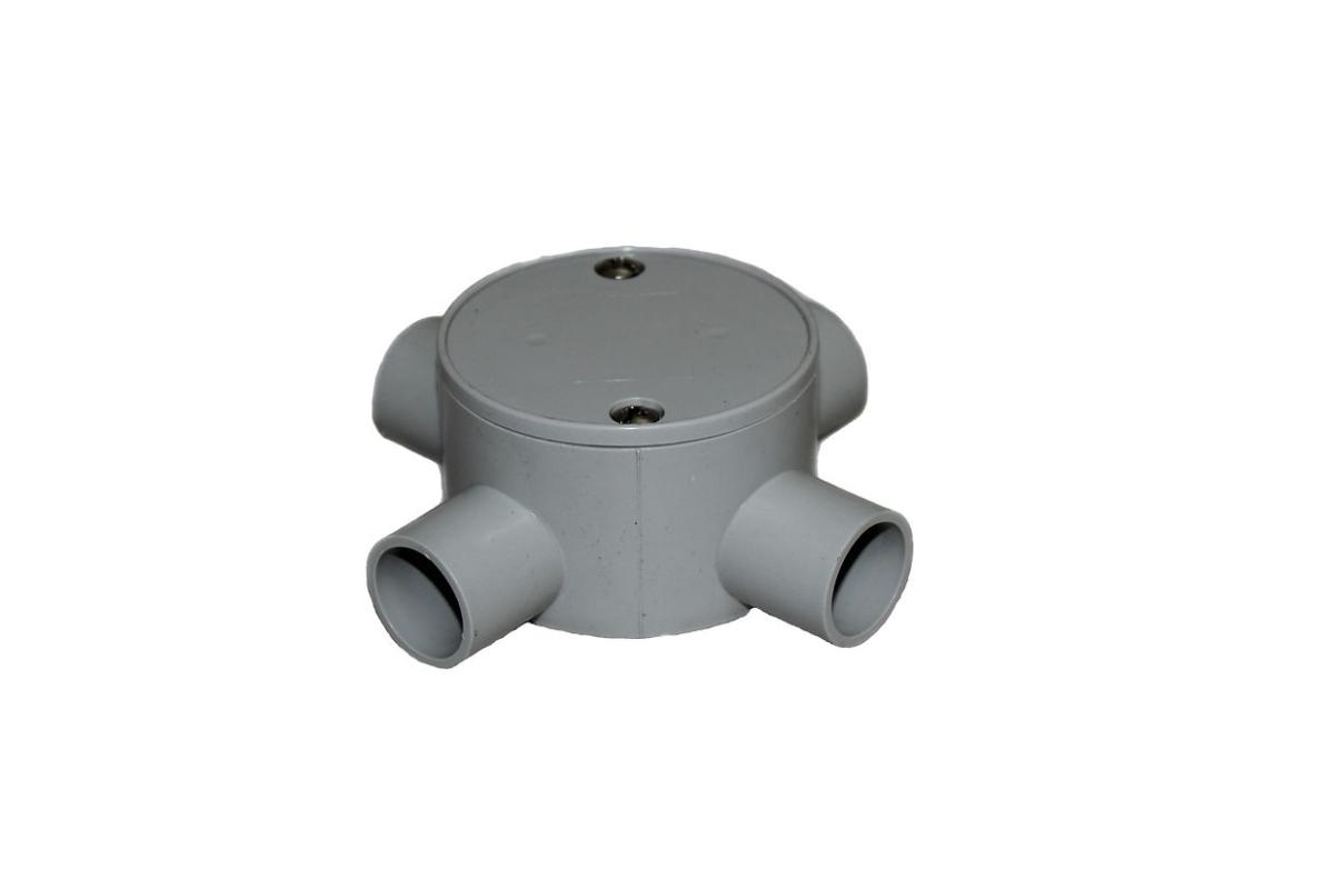 PVC SHALLOW JUNCTION BOX 20MM 4WAY GREY