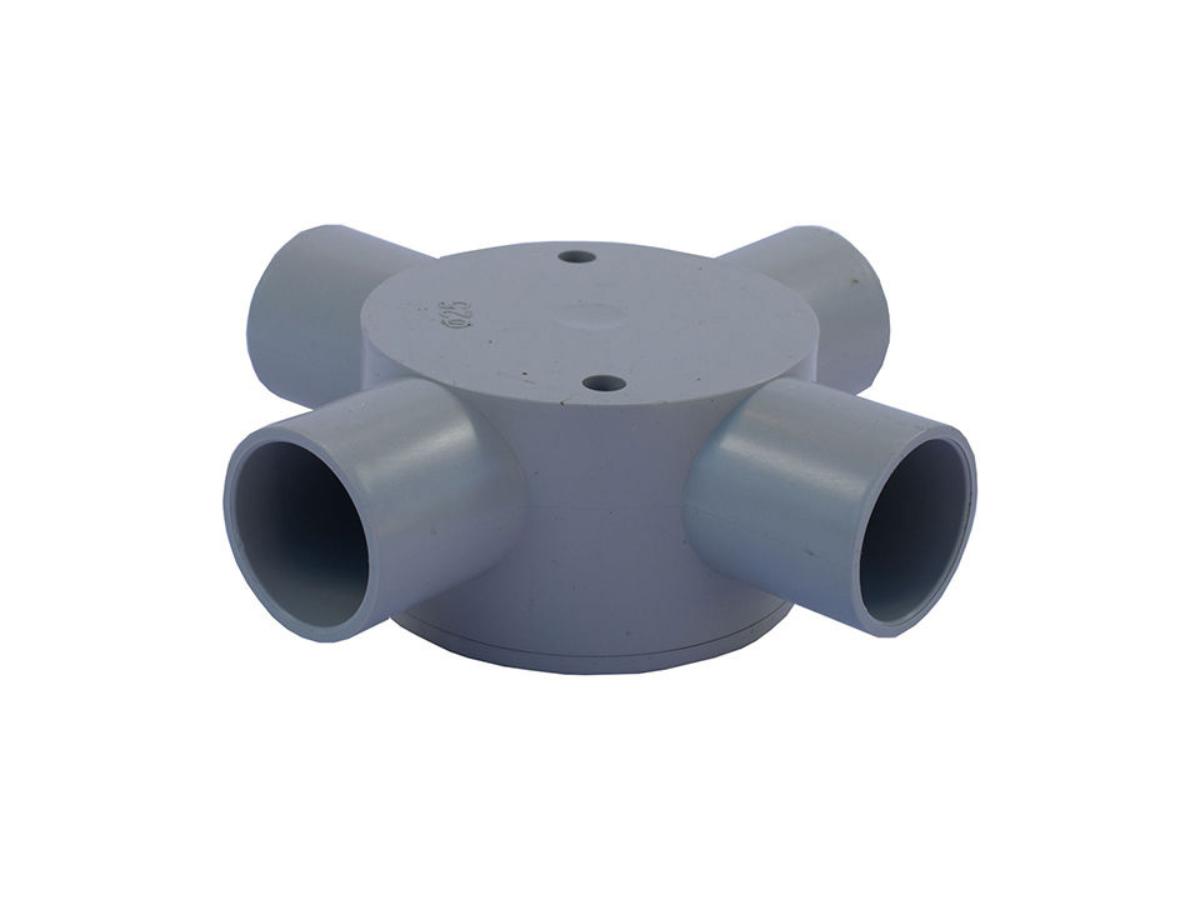 PVC SHALLOW JUNCTION BOX 25MM 4WAY GREY