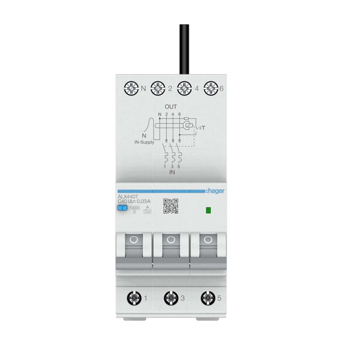 RCBO ELECTR 3P+N 10KA C-40A 30MA TYPE A