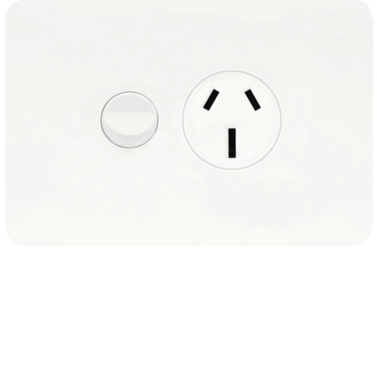 ALLURE SINGLE GPO 20A HORIZ GLOSS WHITE