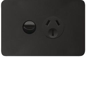 ALLURE SINGLE GPO 10A HORIZ MATT BLACK ALLURE SINGLE GPO 10A HORIZ MATT BLACK