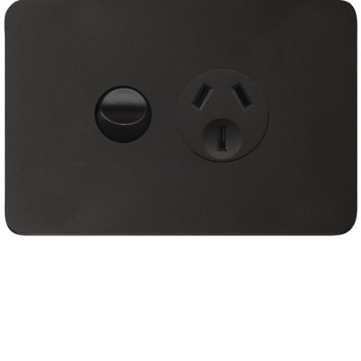 ALLURE SINGLE GPO 10A HORIZ MATT BLACK