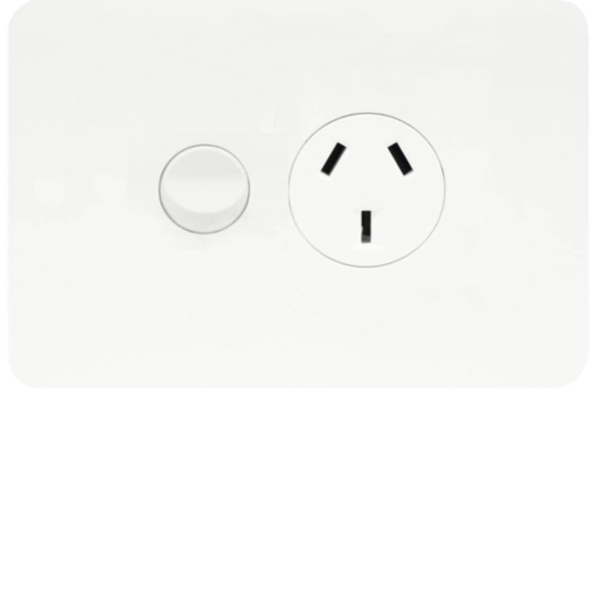 ALLURE SINGLE GPO 10A HORIZ GLOSS WHITE