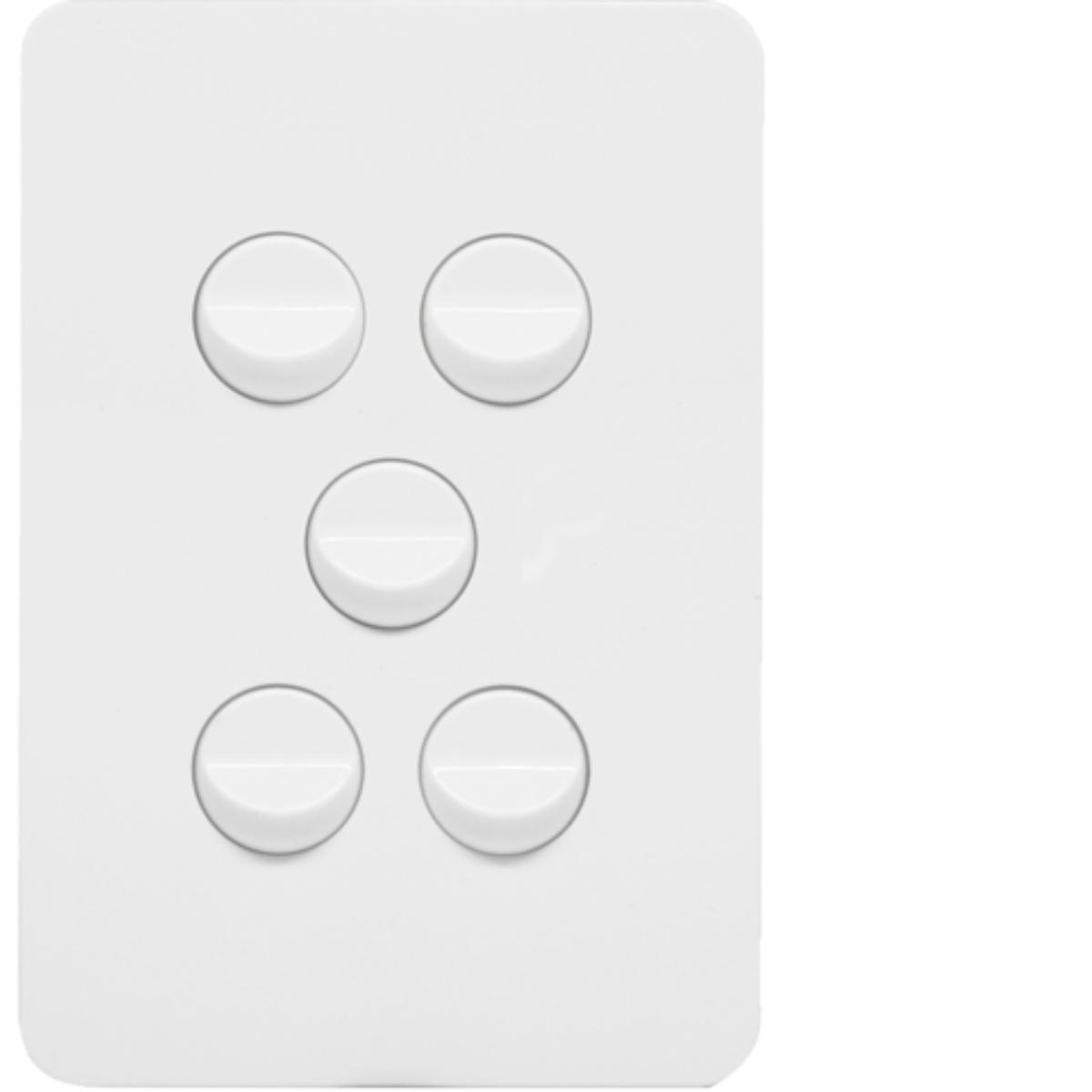 ALLURE 5 GANG SWITCH 16A 2WAY MATT WHITE