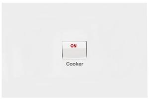 FINESSE COOKER SWITCH 40A D/P HOR GL/WHT