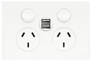 FINESSE DBL GPO + 2X2.1A USB 10A M/WHITE