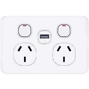 EDGY UNISON DBL GPO + EXT APERT 10A WHT EDGY UNISON DBL GPO + EXT APERT 10A WHT