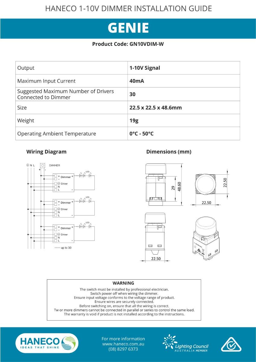 GENIE 1-10V DIMMER