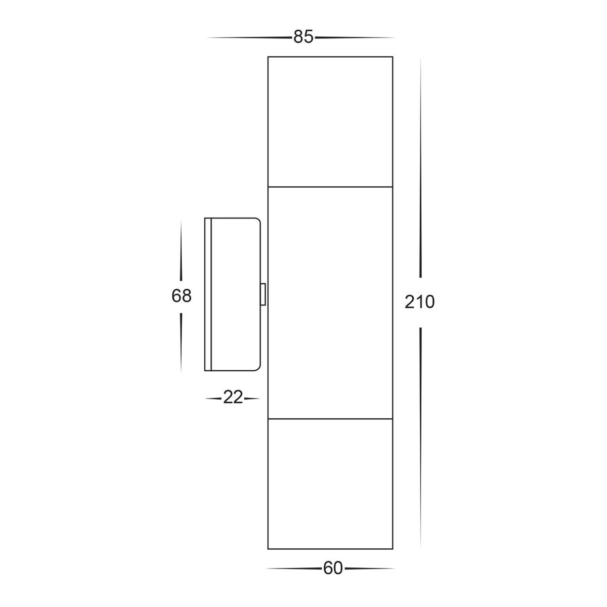 LED WALL UP/DN TIVAH 2X5W CCT GU10 S/STL