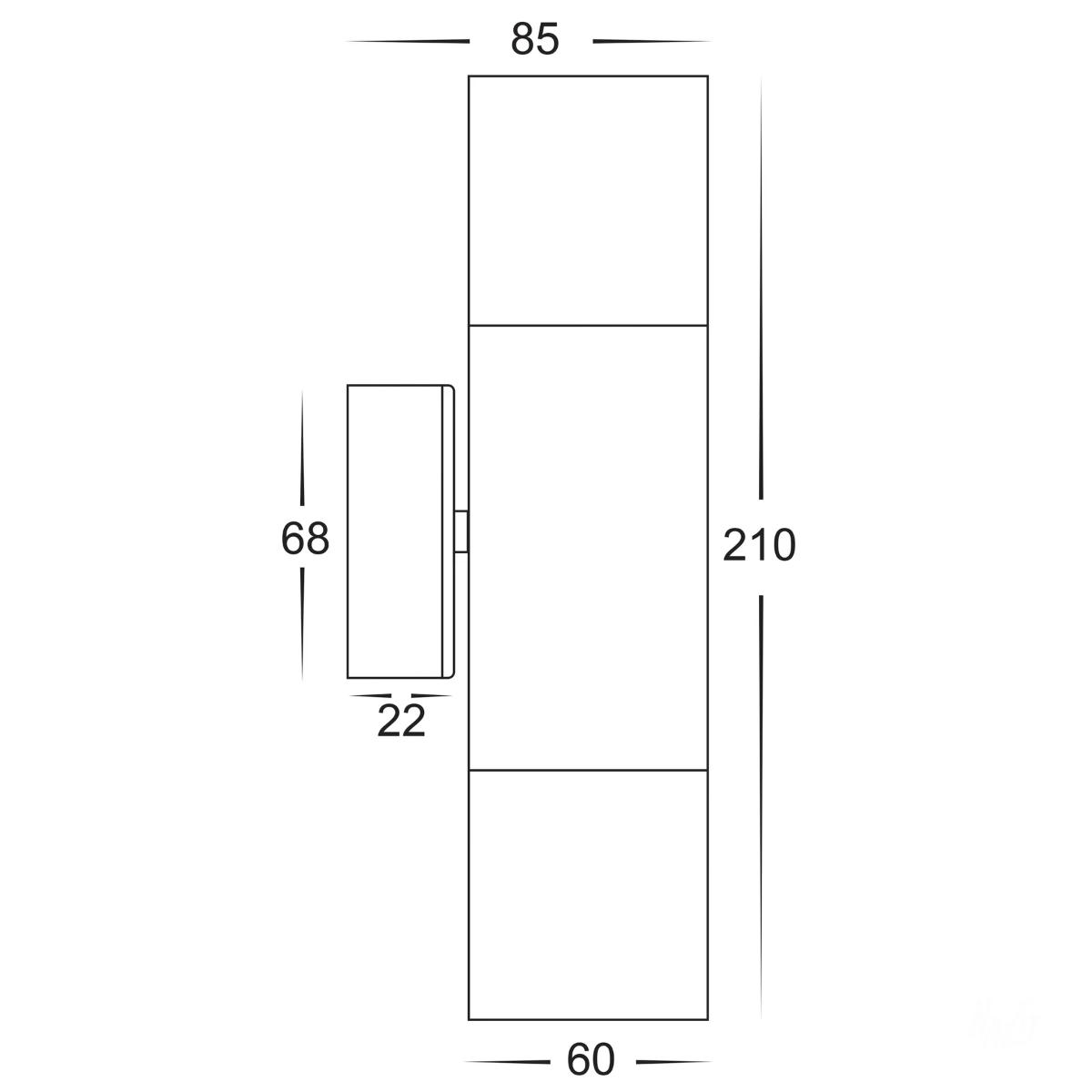 LED WALL LGT UP/DN TIVAH 2X5W CCT MR16