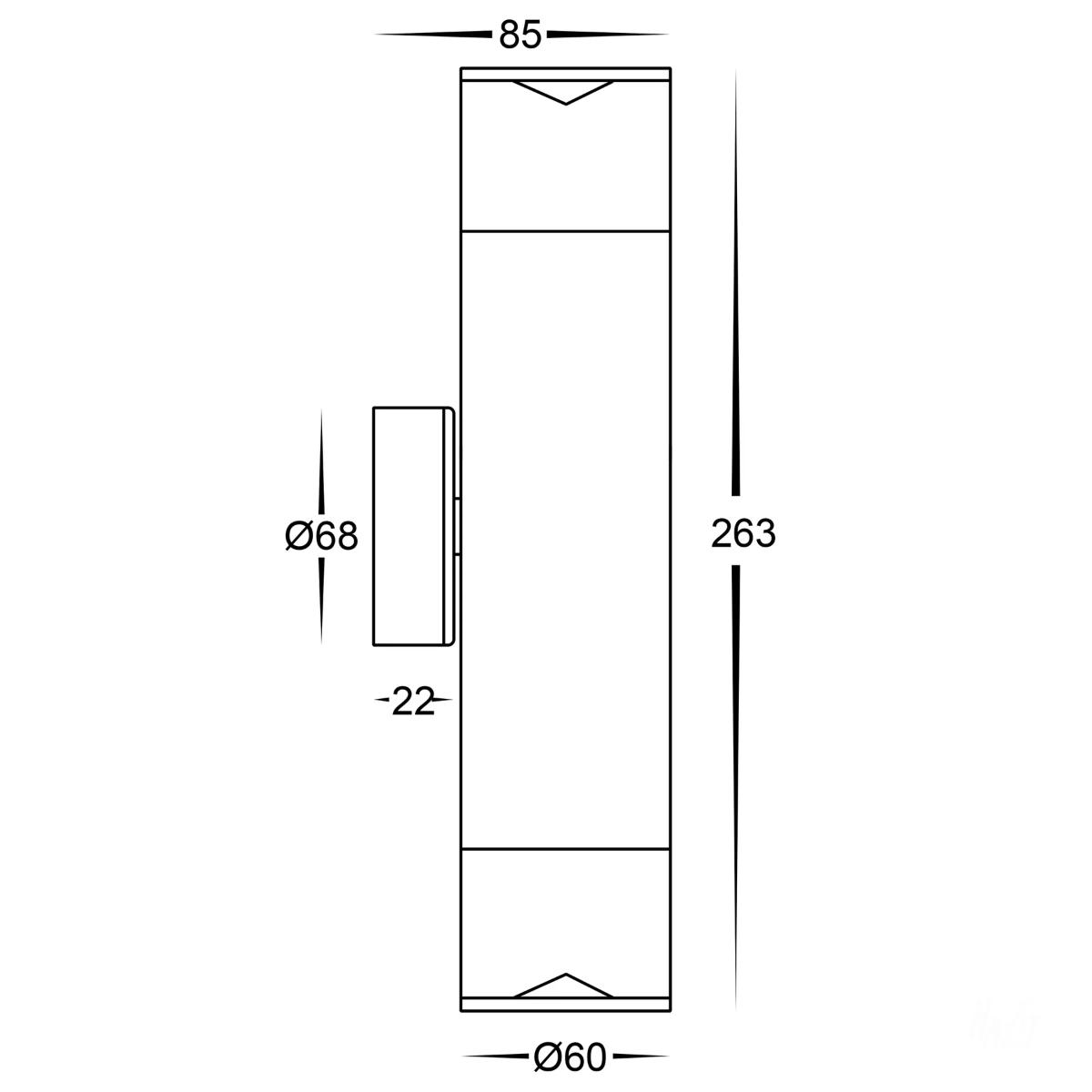 LED WALL LGT UP/DN H/LITE 2X10W CCT GU10