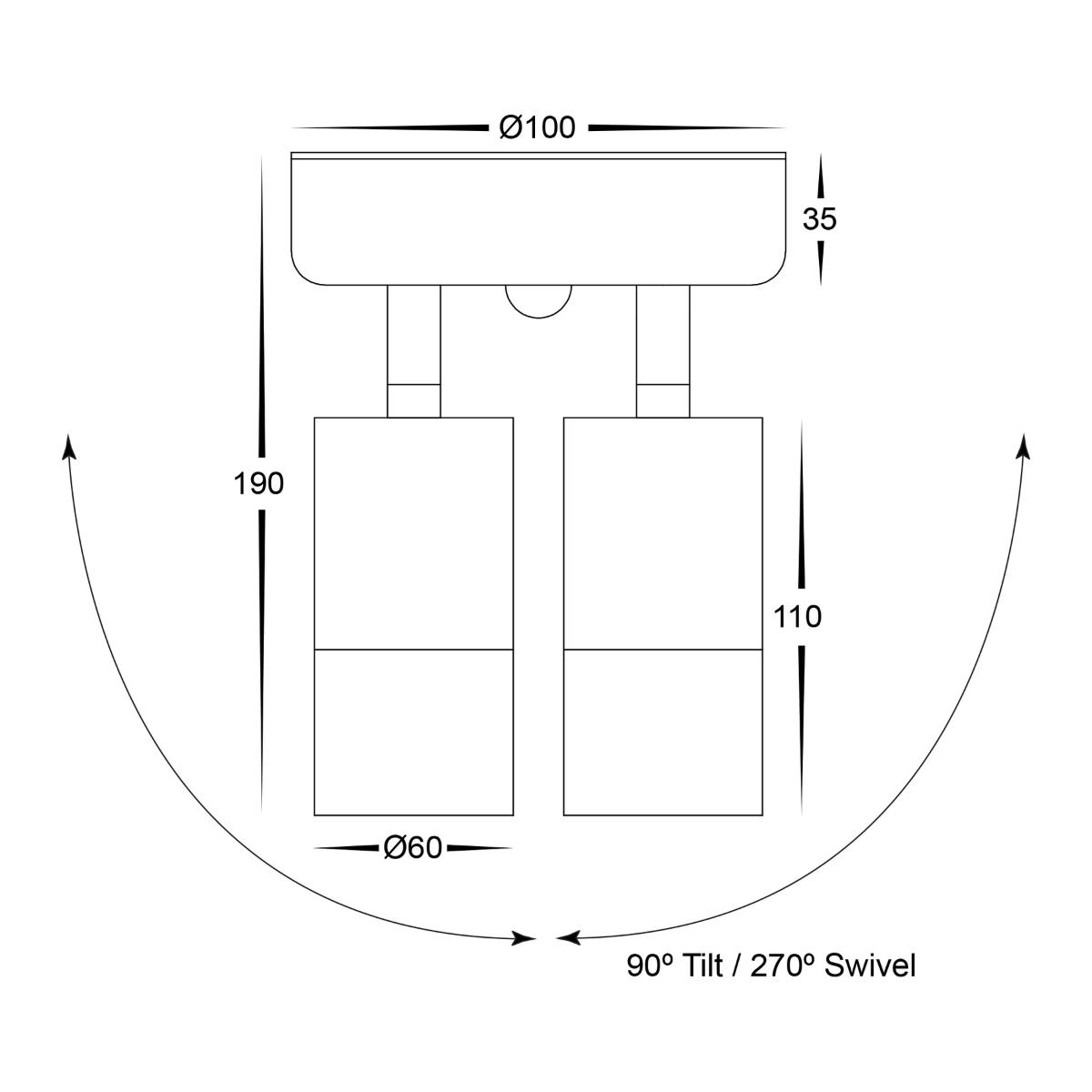 DOUBLE ADJUSTABLE WALL PILLAR LIGHT 316