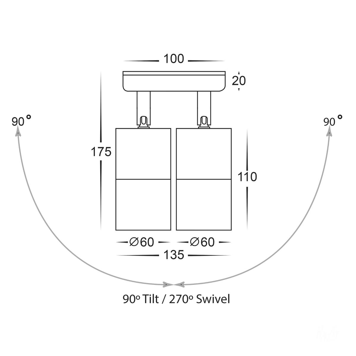 LED WALL LGT ADJUST TIVAH 2X7W CCT GU10