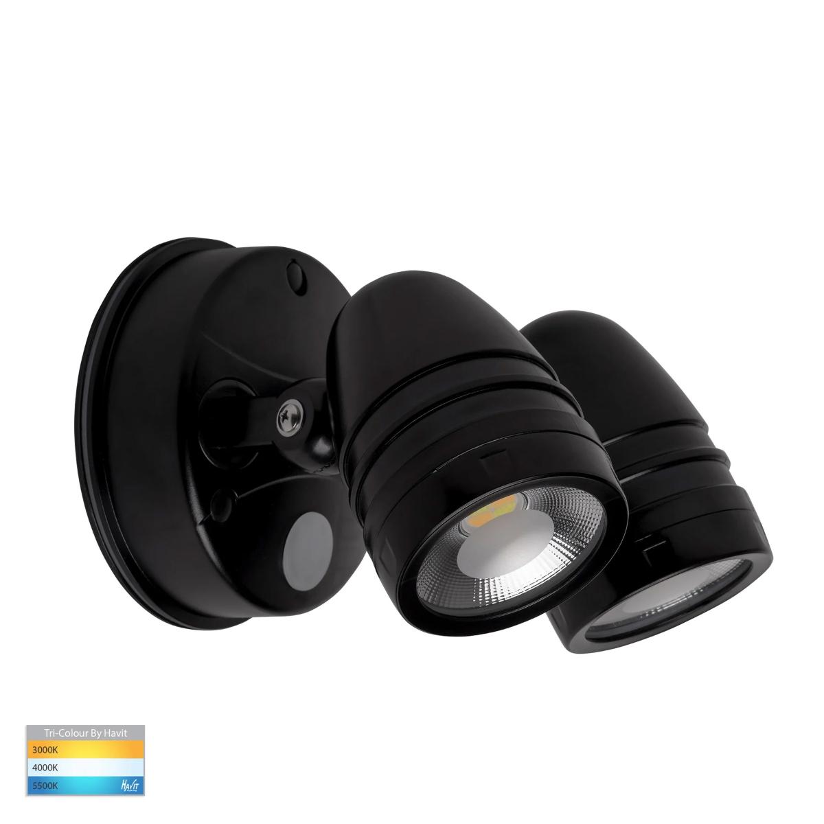 LED SENSOR LIGHT DBL FOCUS 2X15W CCT BK