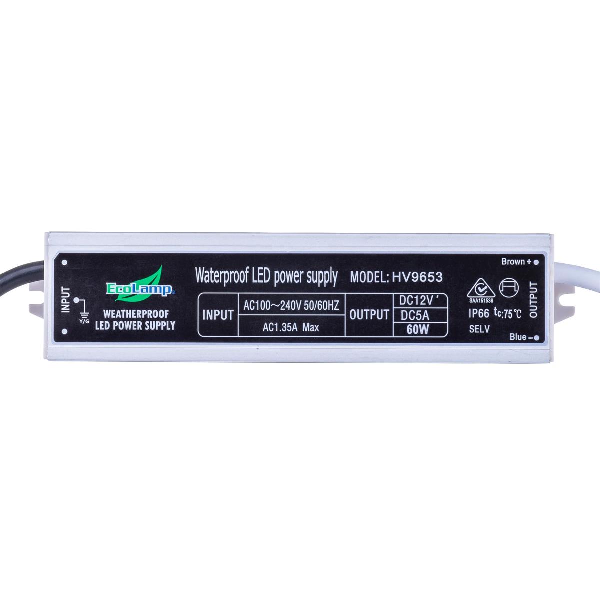 LED DRIVER W/P 240V/12VDC 60W IP66