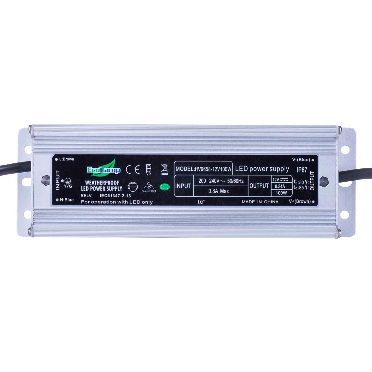 LED DRIVER W/P 240V/12VDC 100W IP66