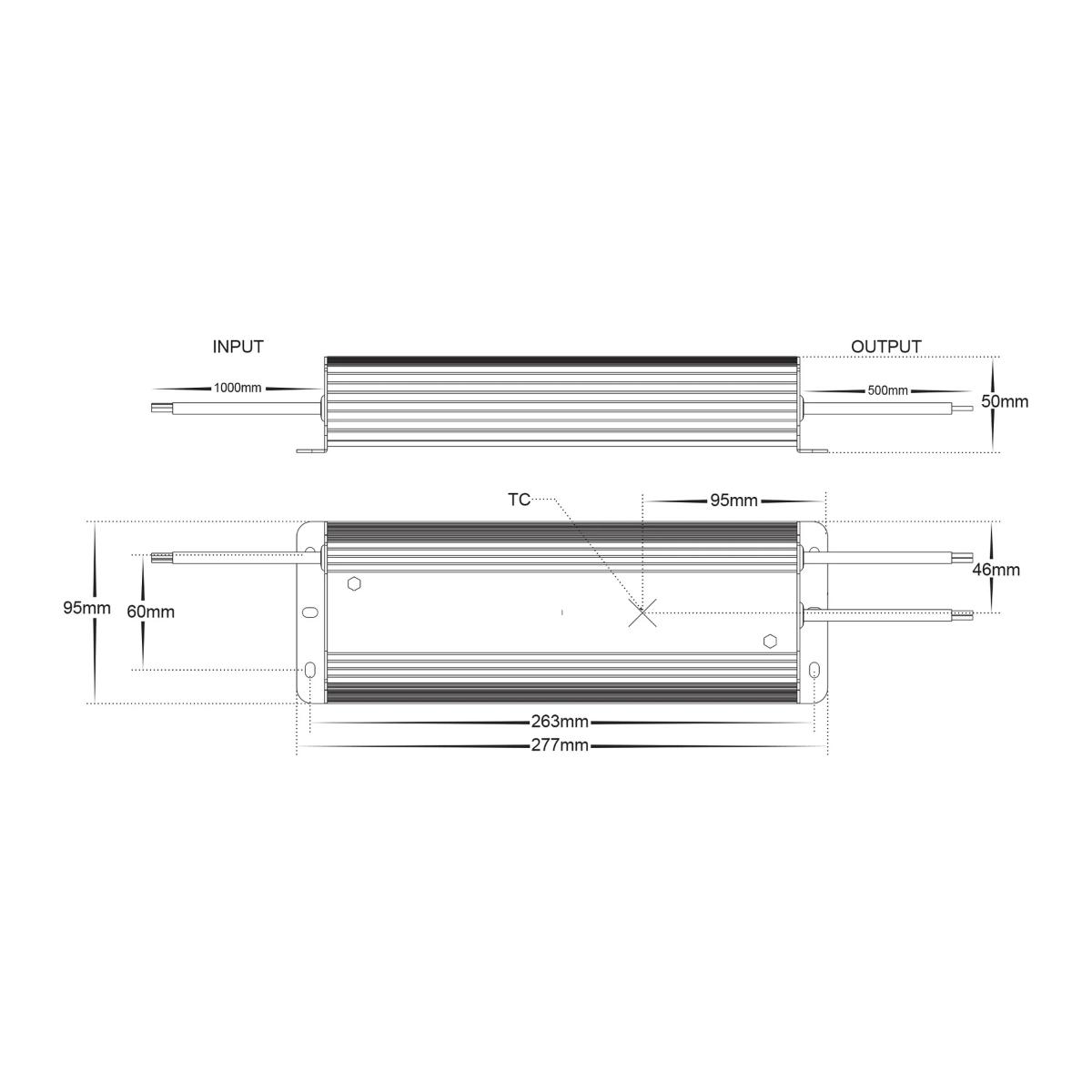 LED DRIVER W/P 240V/12VDC 275W IP66