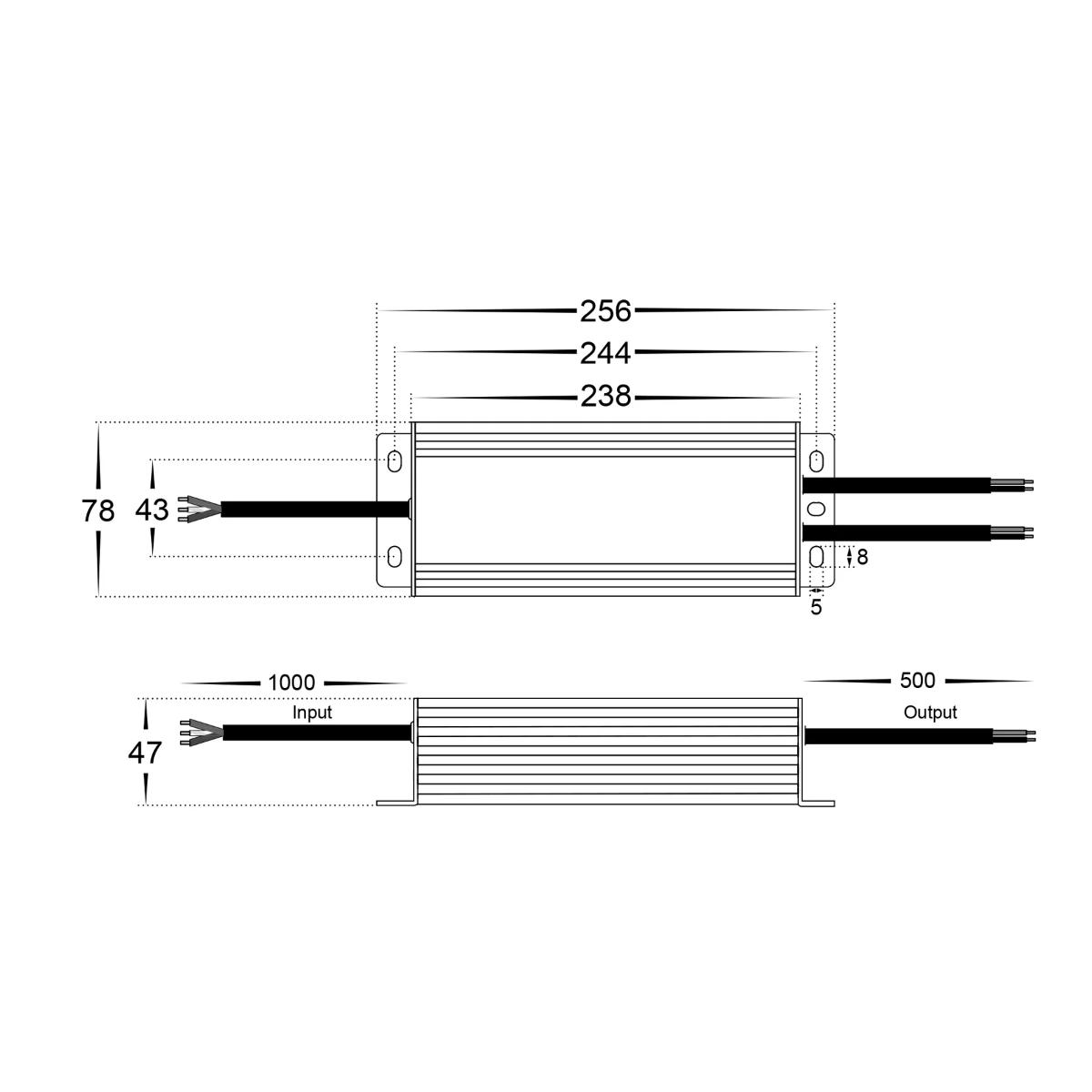 TRIAC DIMM LED DRV W/P 240V/24VDC 200W