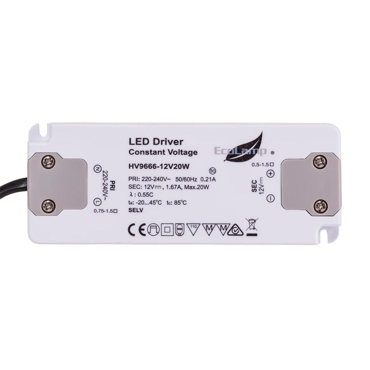 LED STRIP DRIVER 240/24VDC 20W IP20