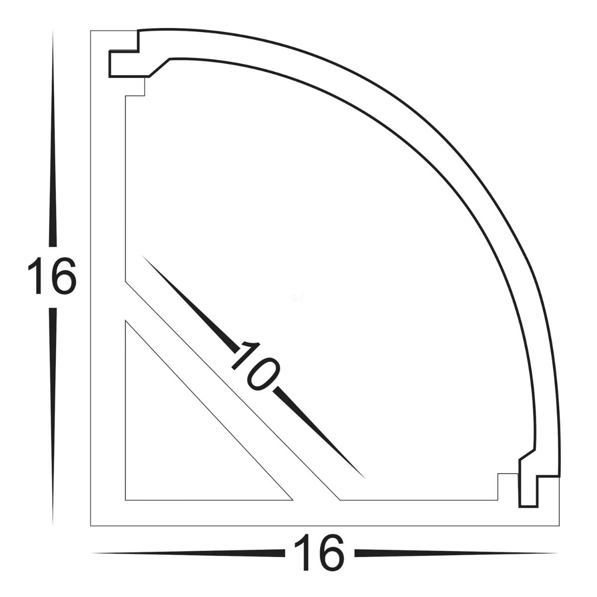 BLACK PROFILE 90D CORNER 16X16 PER M