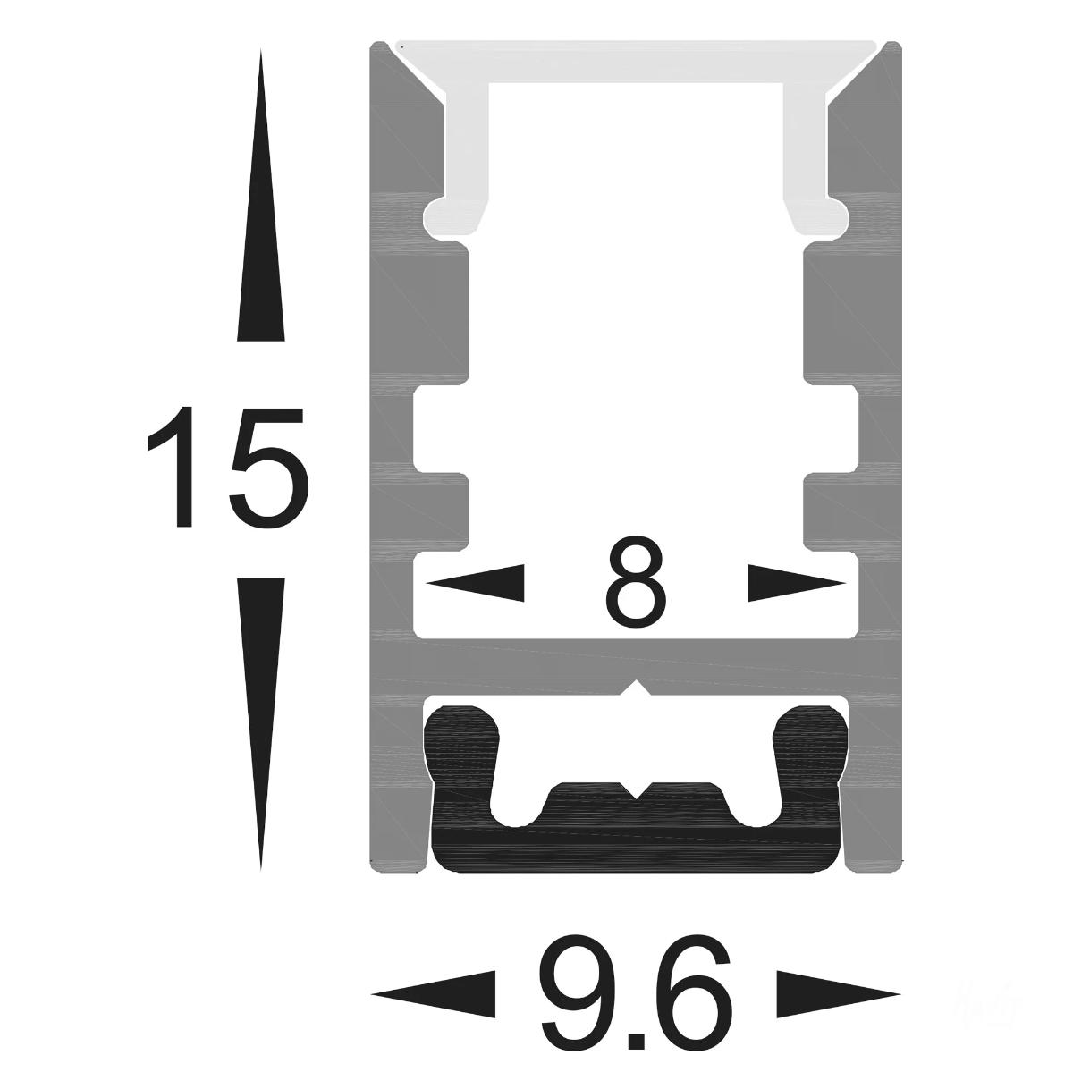 ALUM PROFILE SHALLOW SQ 9X15 3MTR