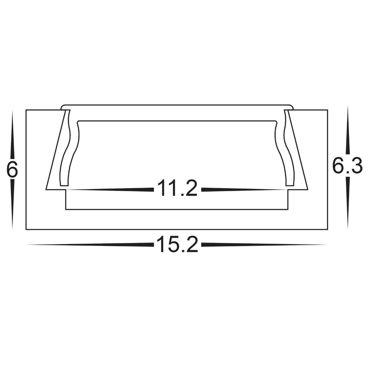 ALUM PROFILE SHALLOW SQ 15X6 3MTR