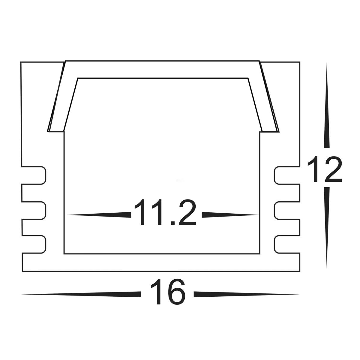 ALUM PROFILE SHALLOW SQ 16X12 3MTR