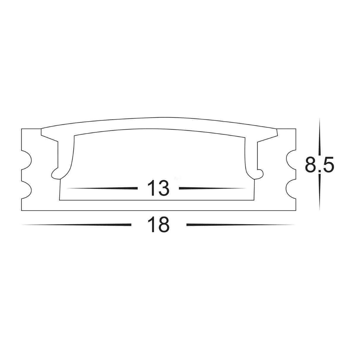 ALUM PROFILE SHALLOW SQ 18X9 PER MTR