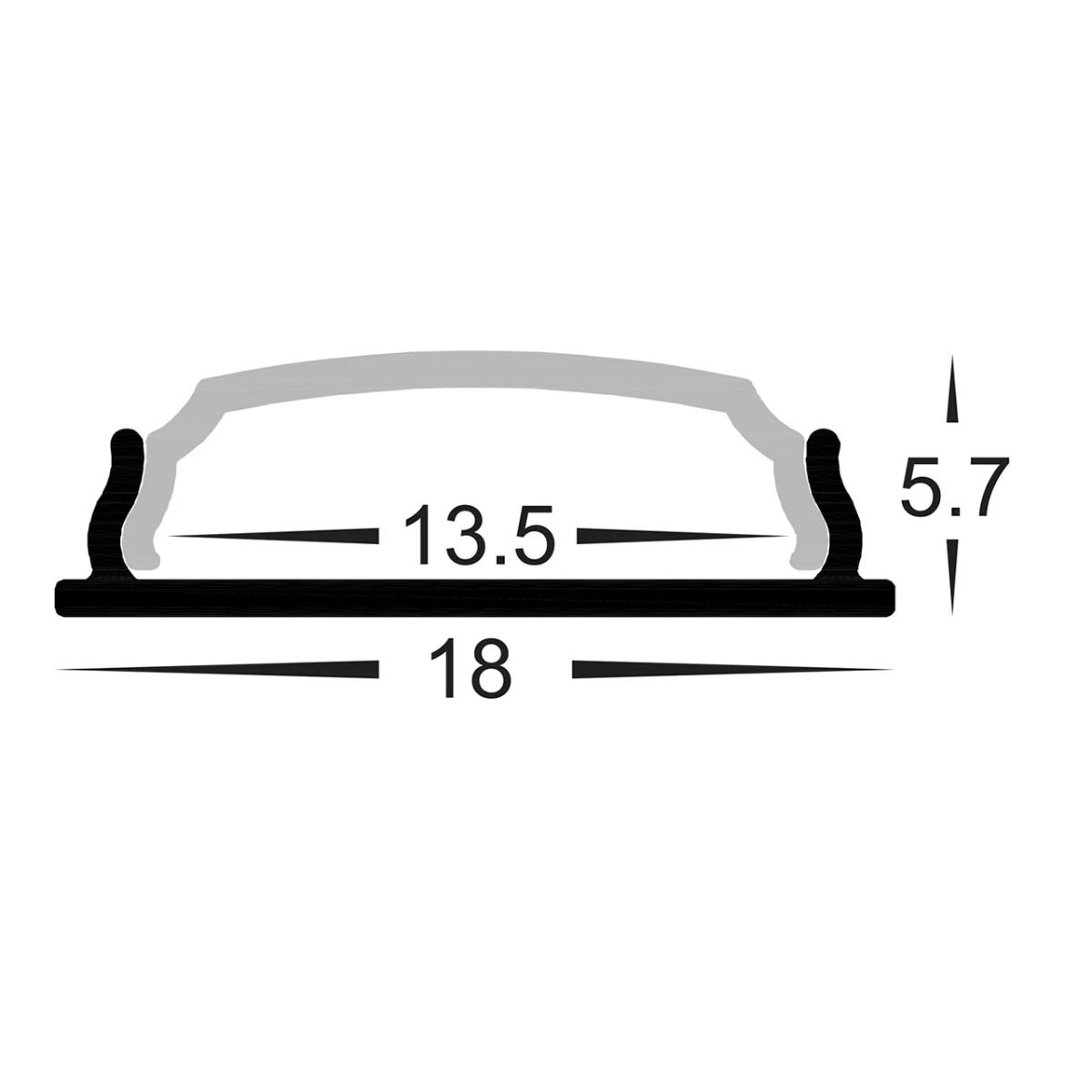 ALUM PROFILE SHALLOW SQ BEND 18X6 3MTR