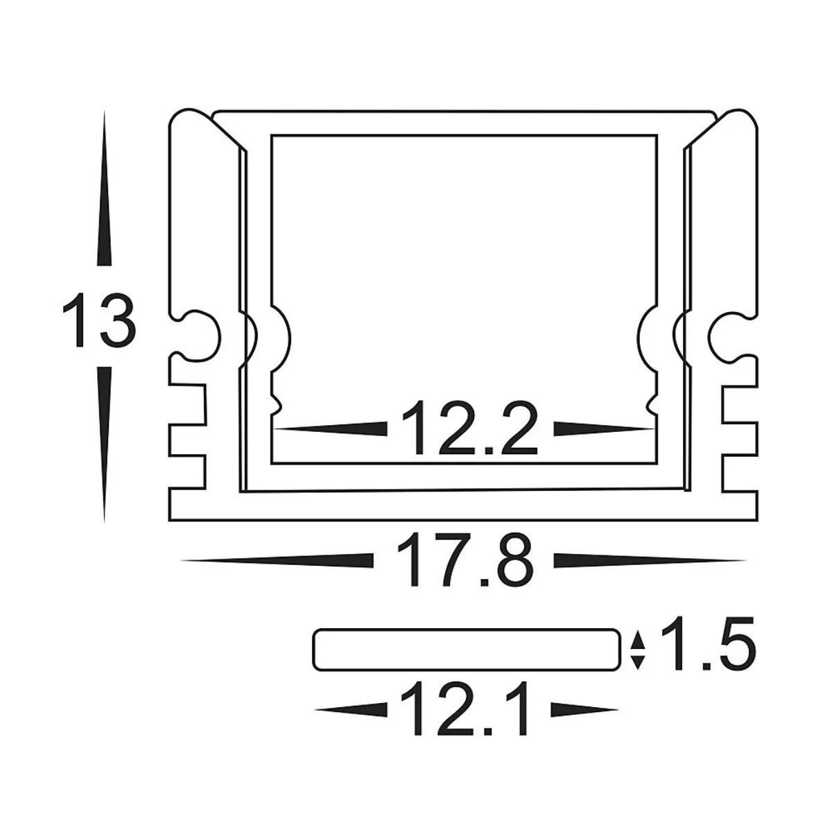 ALUM PROFILE SHALLOW SQ W/P 18X12 3MT