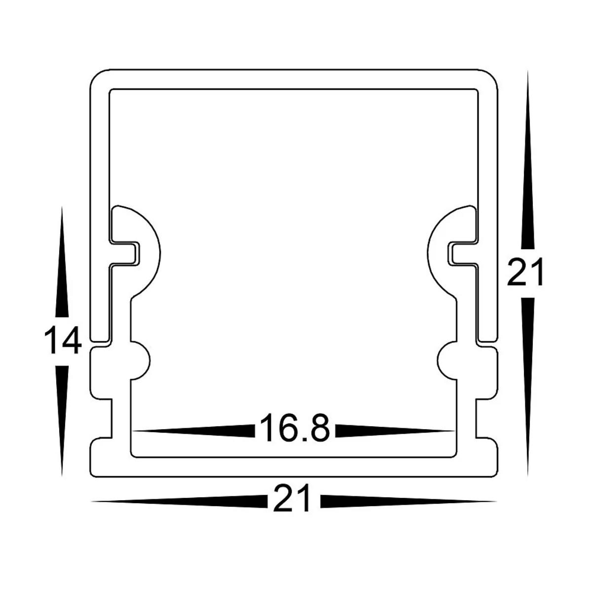 ALUM PROFILE DEEP SQUARE 21X14 PER MT
