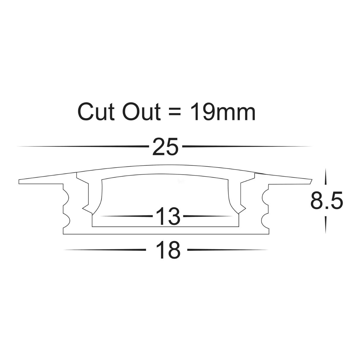 ALUM PROFILE SHALLOW SQ WINGED 25X9 3MTR