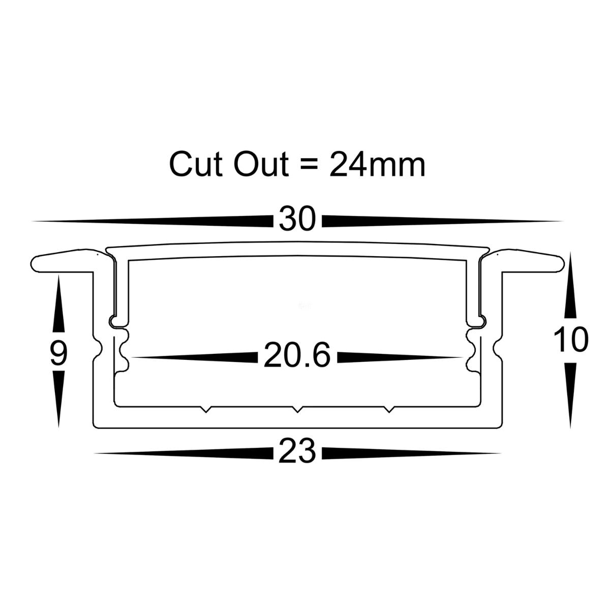 ALUM PROFILE SHALLOW SQ WINGED 30X10 3MT