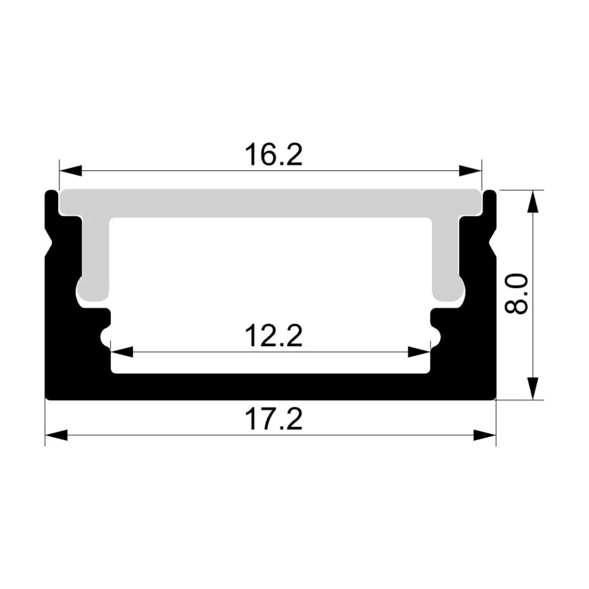 SHALLOW SQ ALUM PROFILE KIT 17X8 2MTR