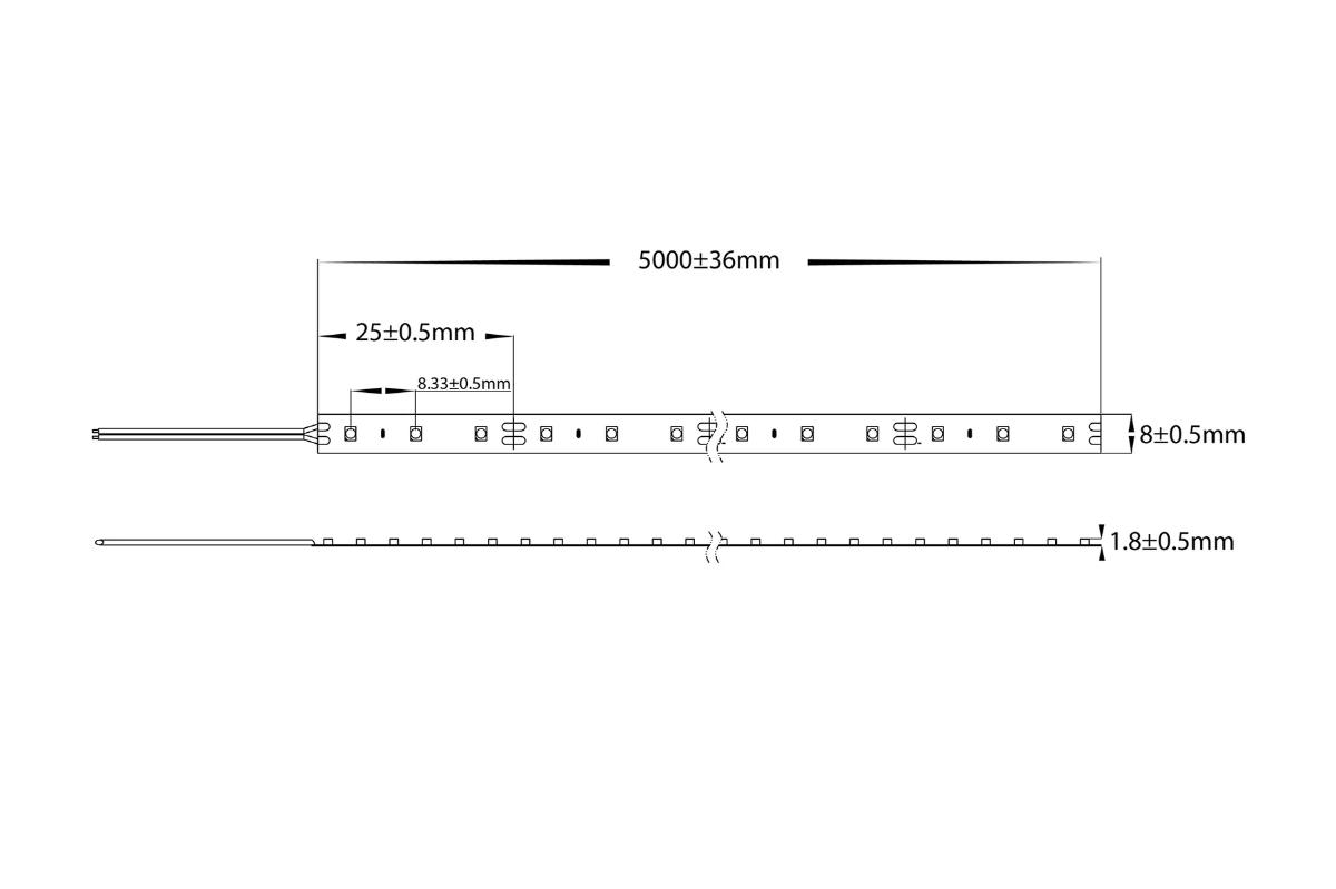 LED STRIP 12VDC 9.6W/M 4000K IP20 PER MT