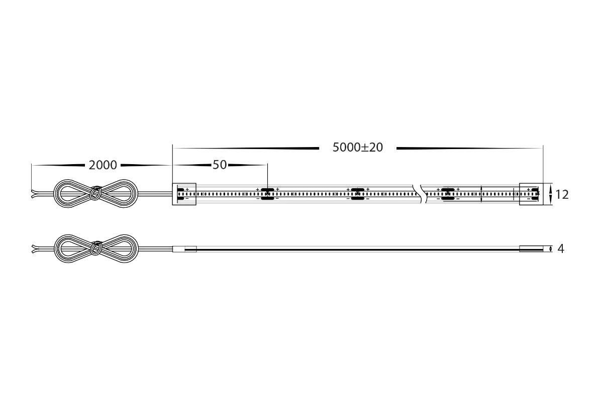 LED CSP STRIP 14.4W/M 24VDC 3000K IP67 M