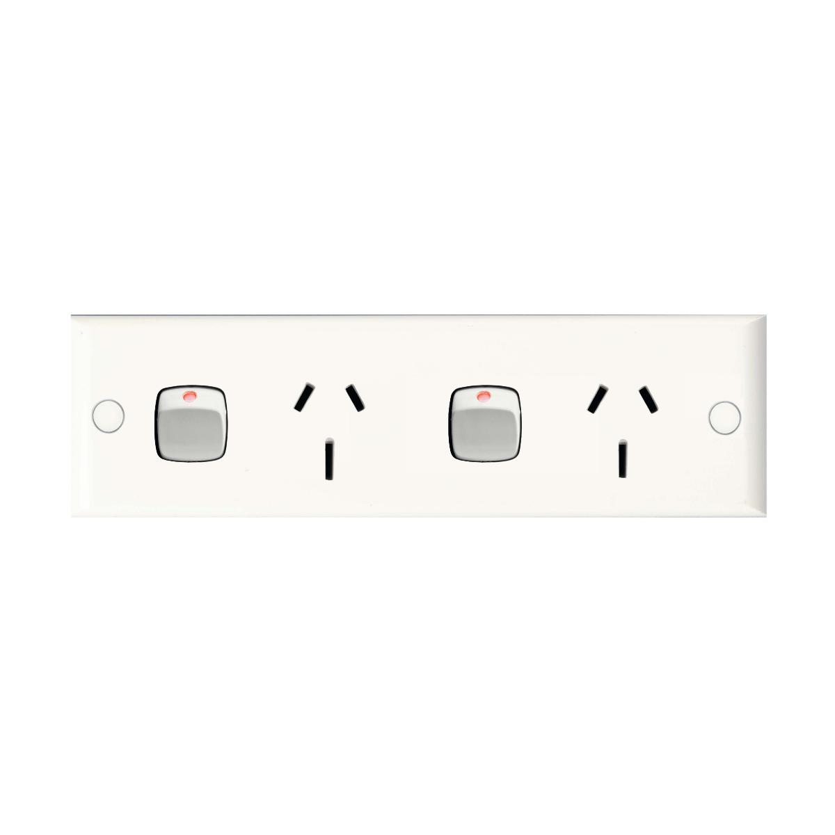 GPO DBL NARROW 15A 240V WHITE