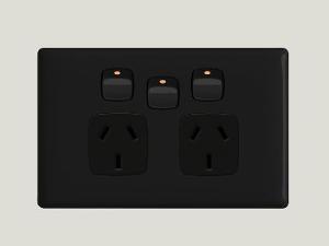 GPO LINEA DBL 10A HORIZ W/X-SWITCH BLACK GPO LINEA DBL 10A HORIZ W/X-SWITCH BLACK